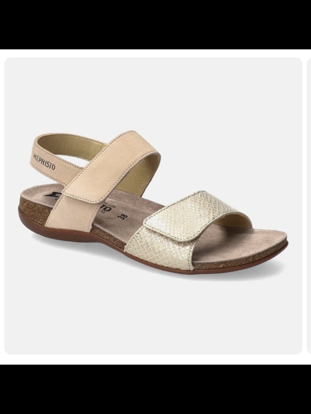 Mephisto Women’s Agave Sandals Beige Boa Size 38/US 8 Adjustable Walking
